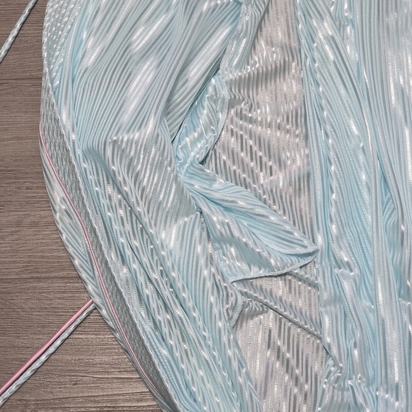 Vintage Dominique Robe Nightgown Set Womans Sz Large Aqua Blue Pink Shimmery - Picture 10 of 11